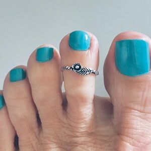 Sterling Silver Small Dainty Rose and Leaf Toe Ring, Flower Rings, Roses, Plant